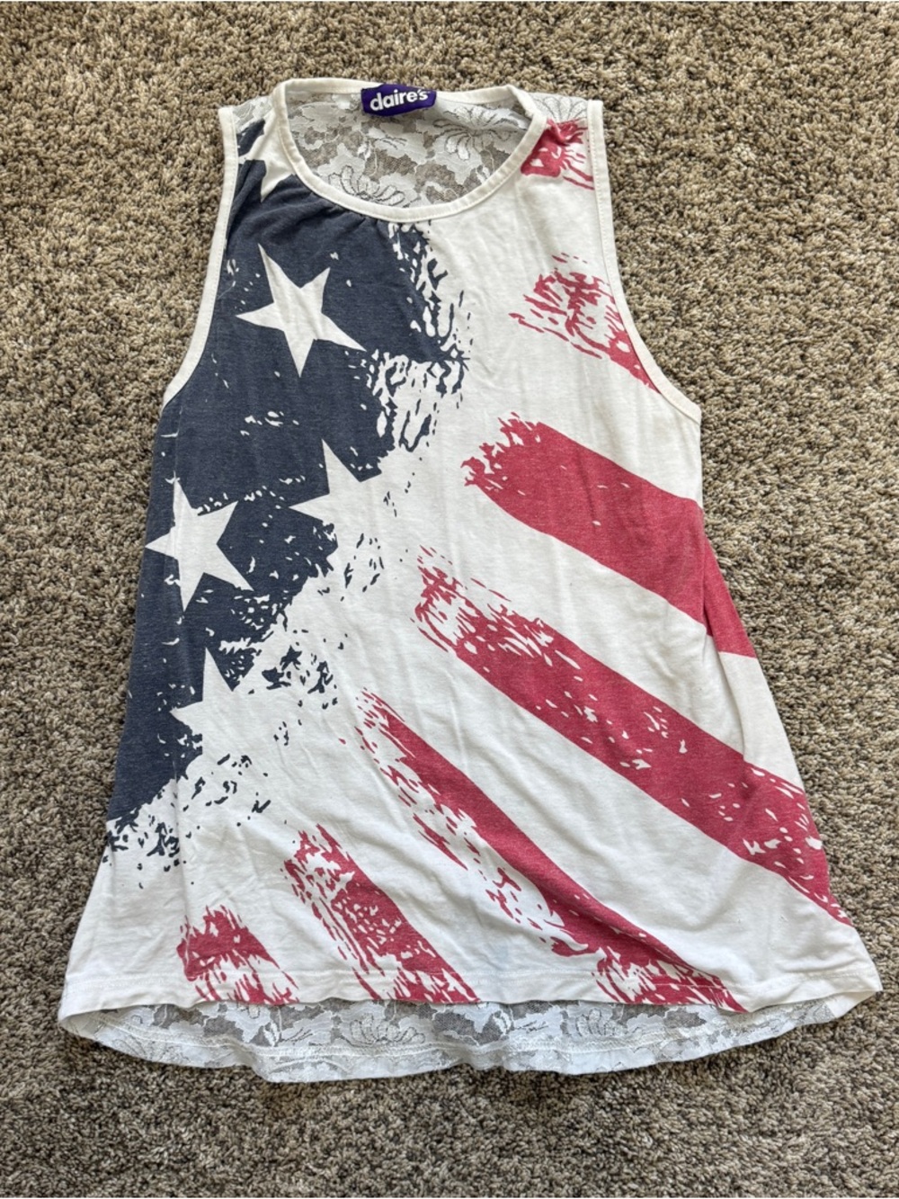 Claire’s y2k American flag tank top with lace back #y2k #festival